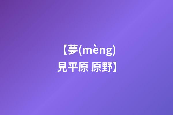 【夢(mèng)見平原 原野】